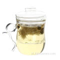 Copo de chá transparente para beber com infusor e alça